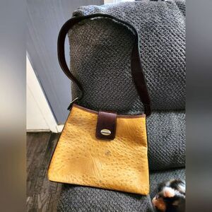 VTG HANDBAG CARRYLAND USA TAN FAUX OSTRICH LEATHER‎ USED